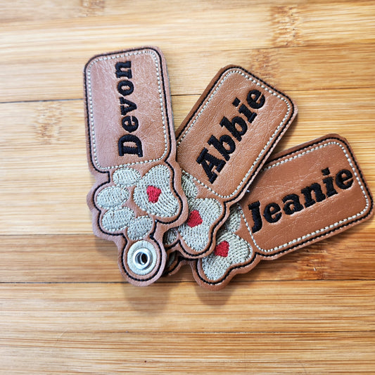 Custom name paw key tag
